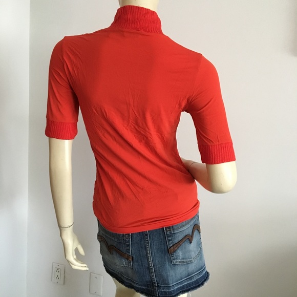 🔴 Vtg orange Zara turtleneck short sleeved top - Picture 5 of 8